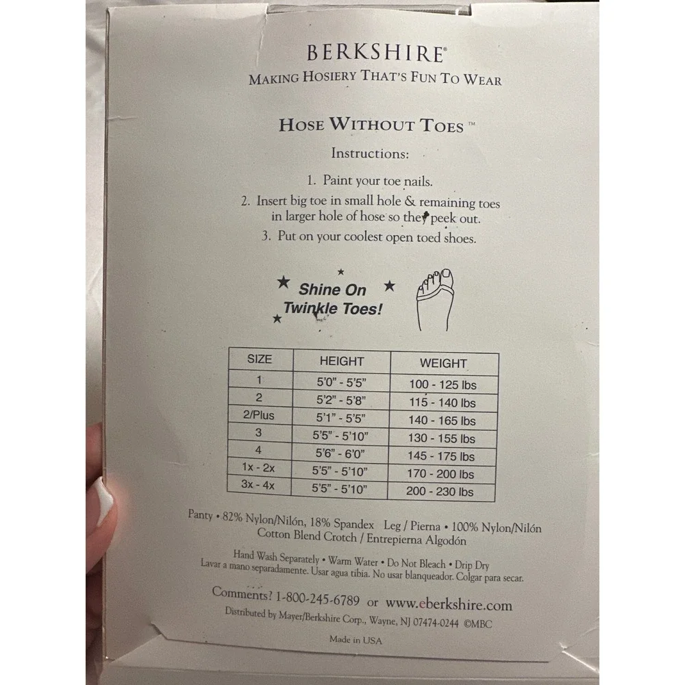 Berkshire Hose Without Toes Ultra Sheer Control Top Pantyhose Utopia Size 4 5115